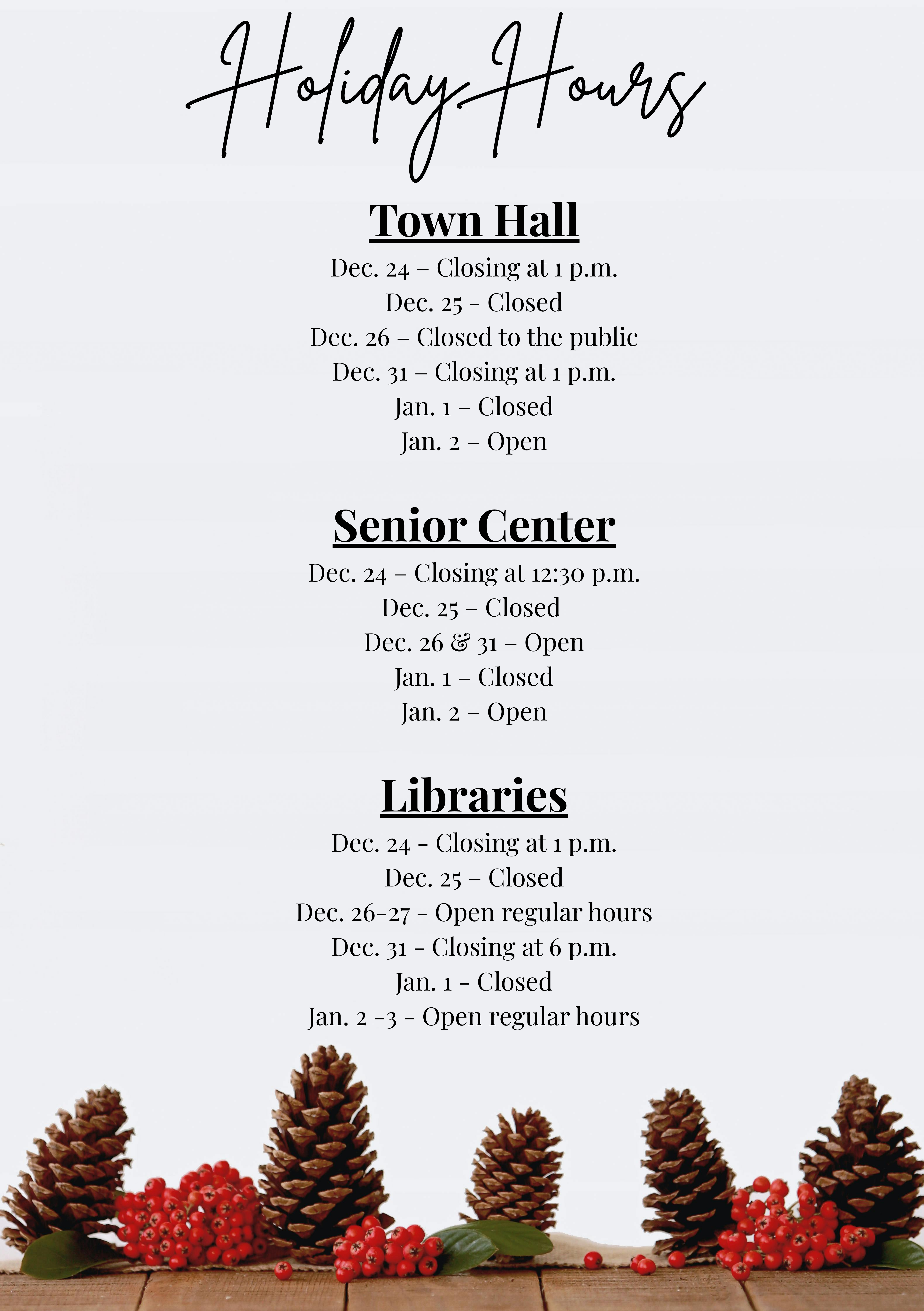 South Hadley Municipal Holiday Hours