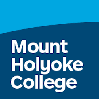 White text on a blue background reading Mount Holyoke College